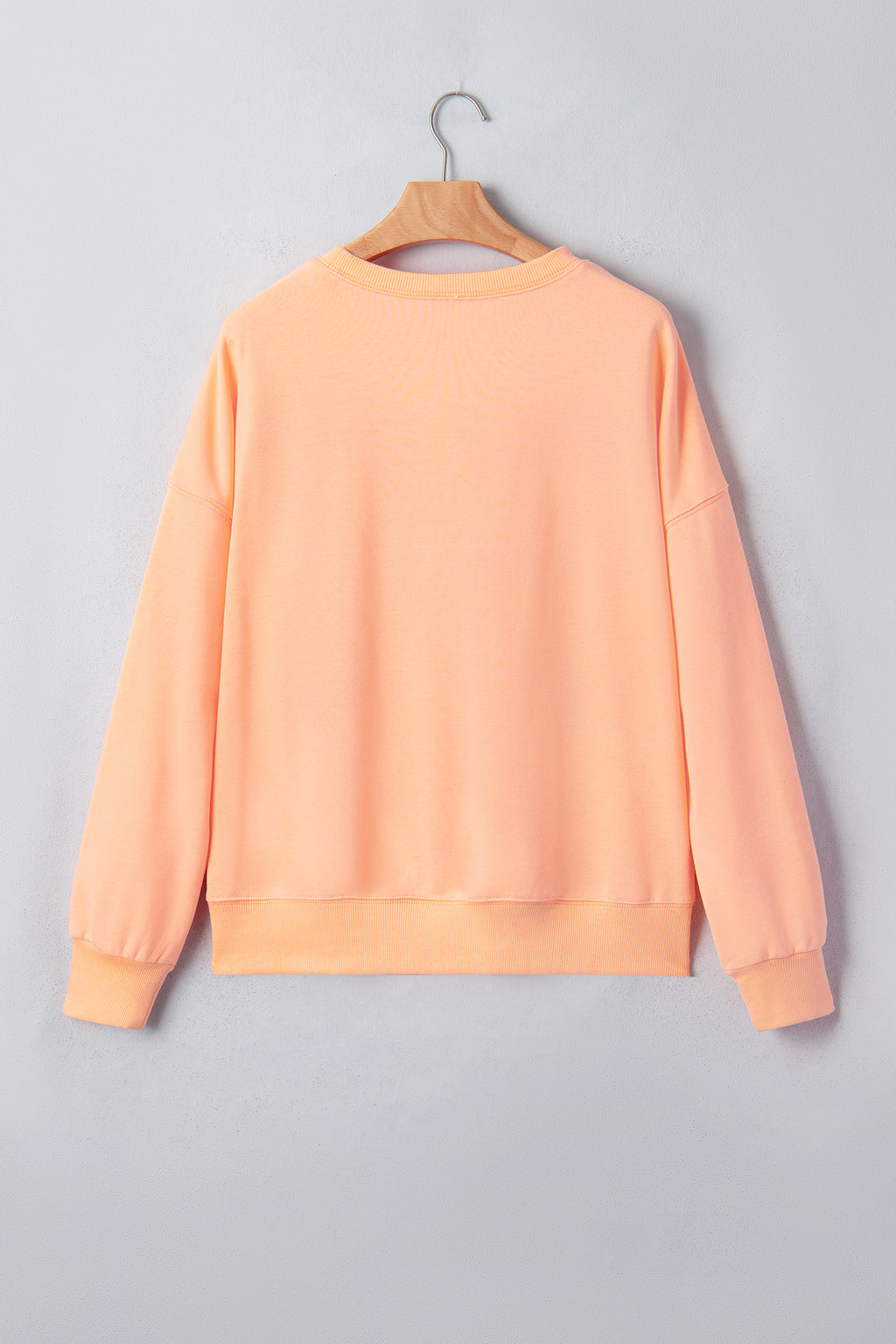 *Orange Embroidered Pumpkin Face Drop Shoulder Sweatshirt