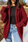 *Red Dahlia Solid Color Knit Oversized Button Front Sweater Cardigan