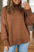 *Chestnut Oversized Ribbed Knit Long Sleeve Tunic Plus Size Sweater