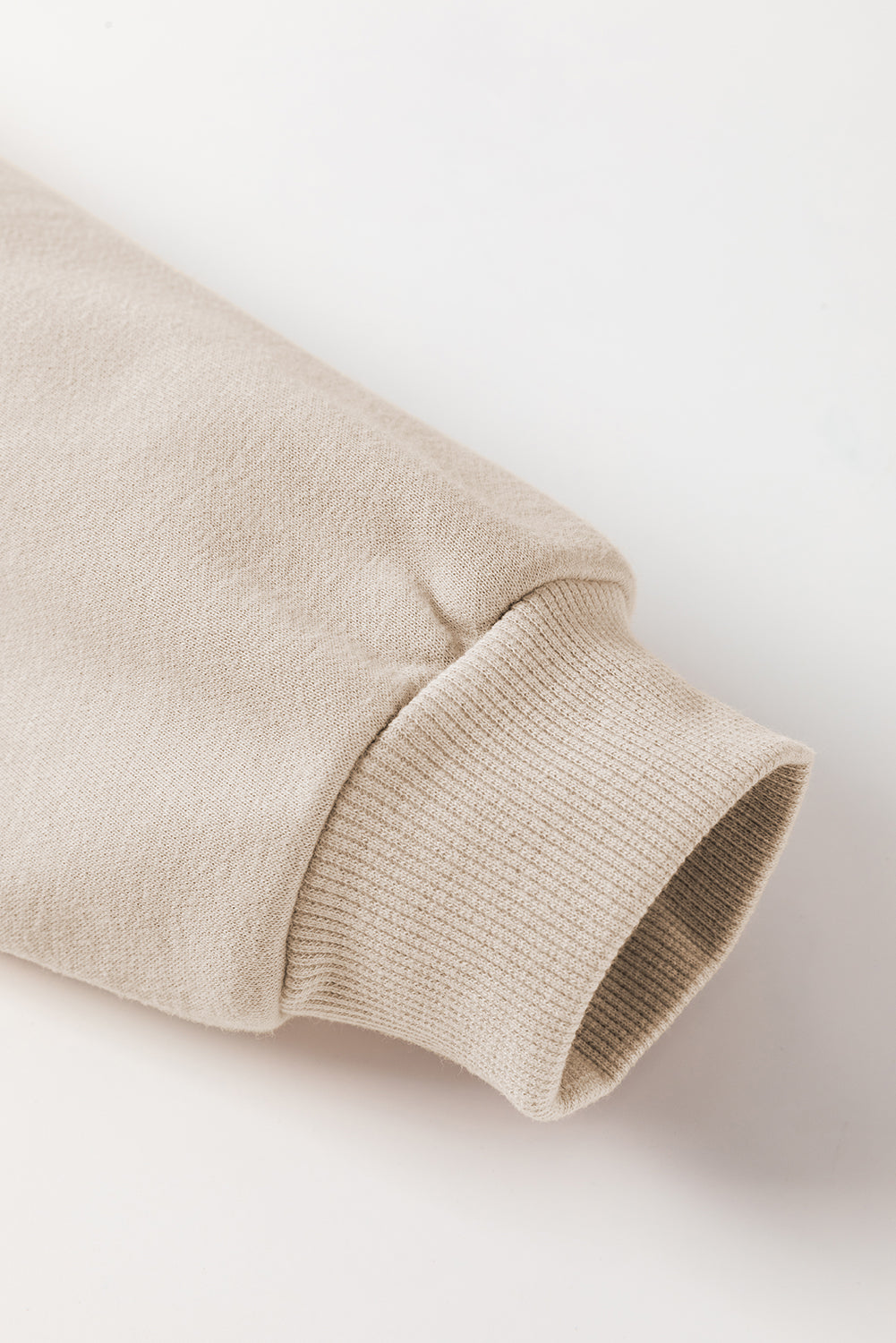 *Parchment Knit Crochet Exposed Seam Ribbed Trim Sweatshirt