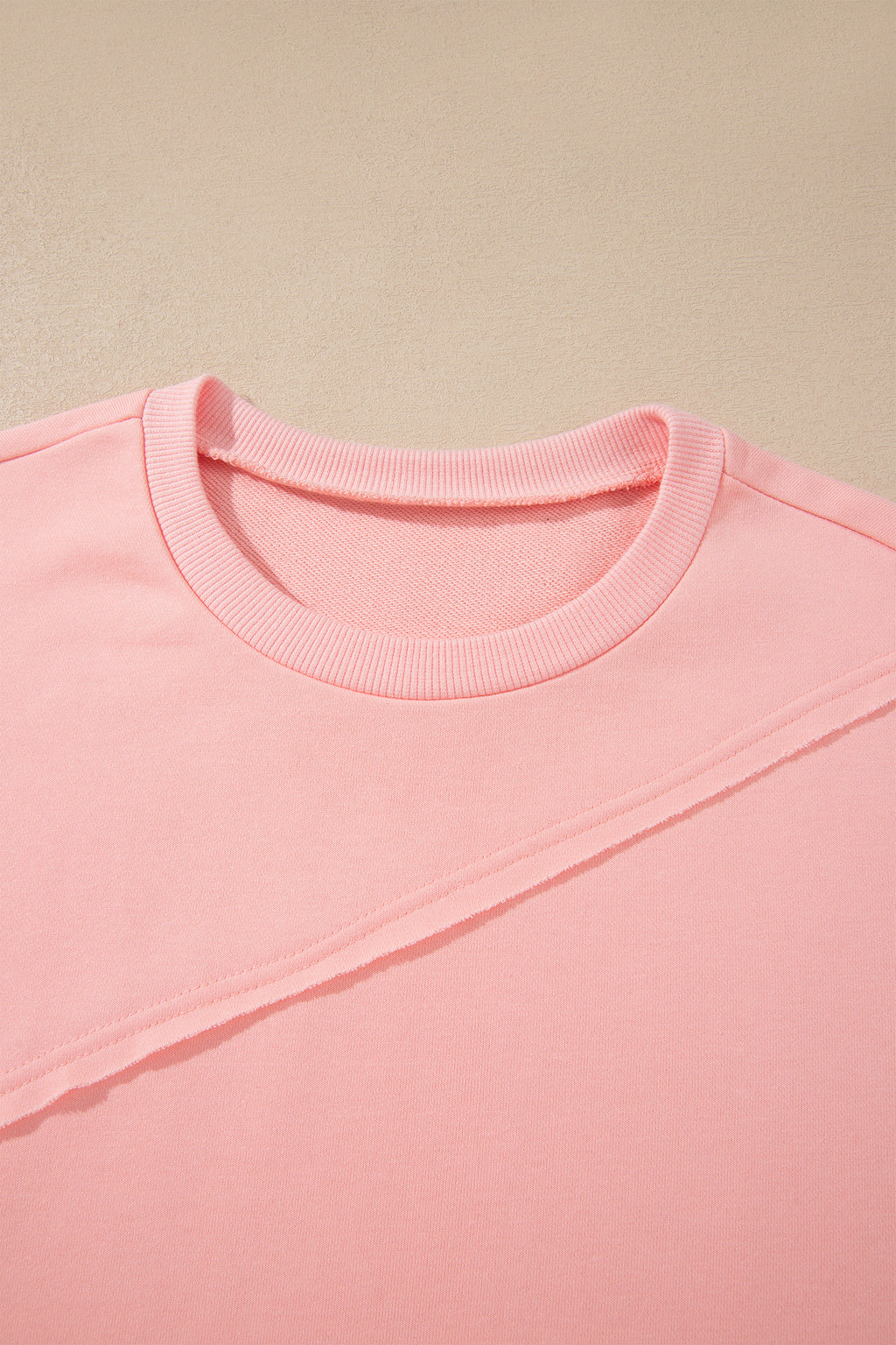 *Pink Colorblock Striped Patchwork Long Sleeve Round Neck Blouse