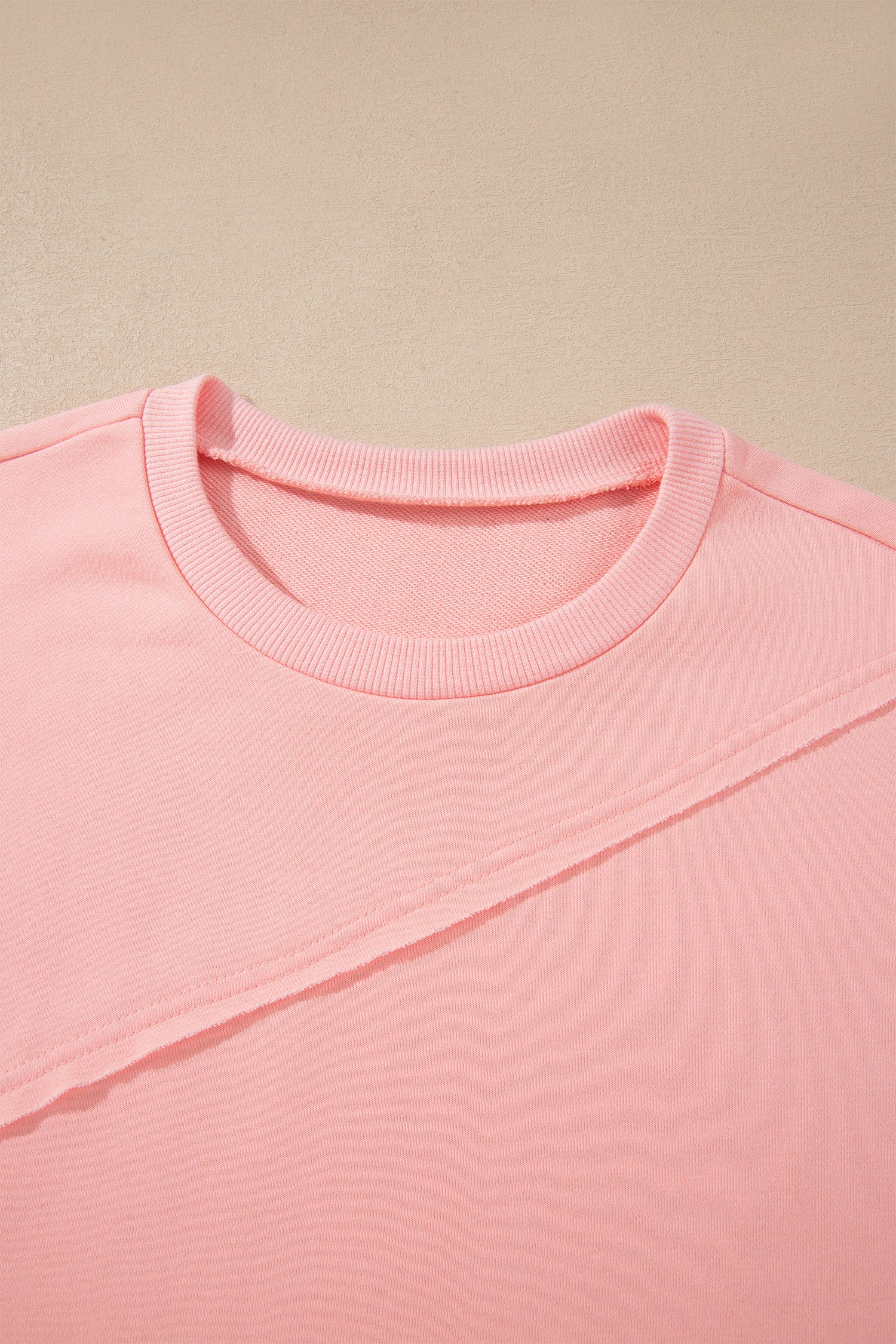 *Pink Colorblock Striped Patchwork Long Sleeve Round Neck Blouse