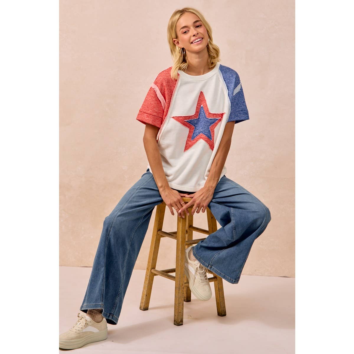 CP FRENCH TERRY CUT EDGE DETAIL FOURTH OF JULY TOP