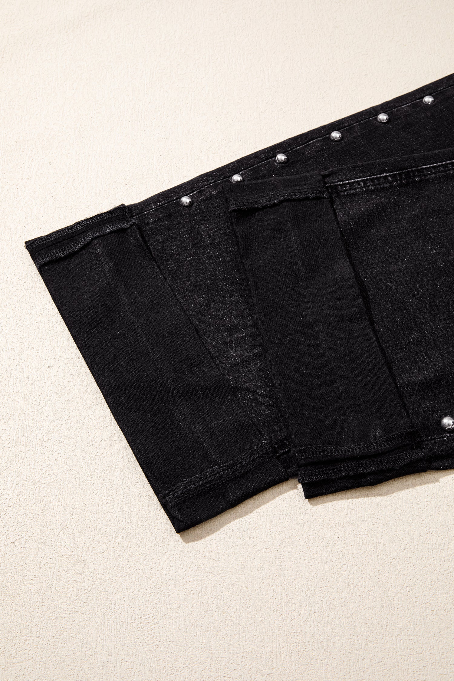 *Navy Blue Studded Detail Straight Leg Casual Loose Jeans