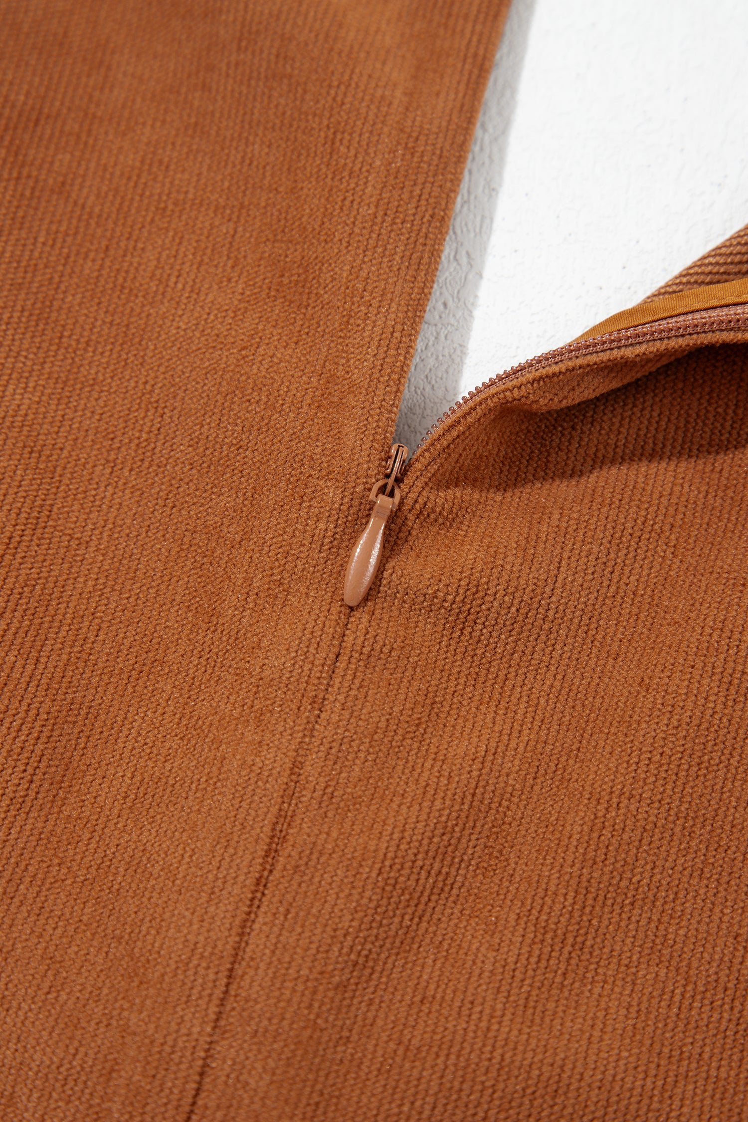*Cinnamon Solid Color Tie V Neck Sleeveless Corduroy Romper