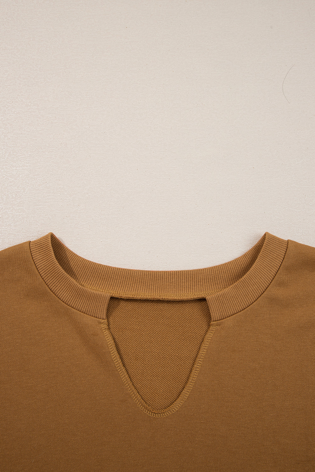 *Multicolor Oversized Mixed Textured Split Neck High Low Patchwork Sweatshirt