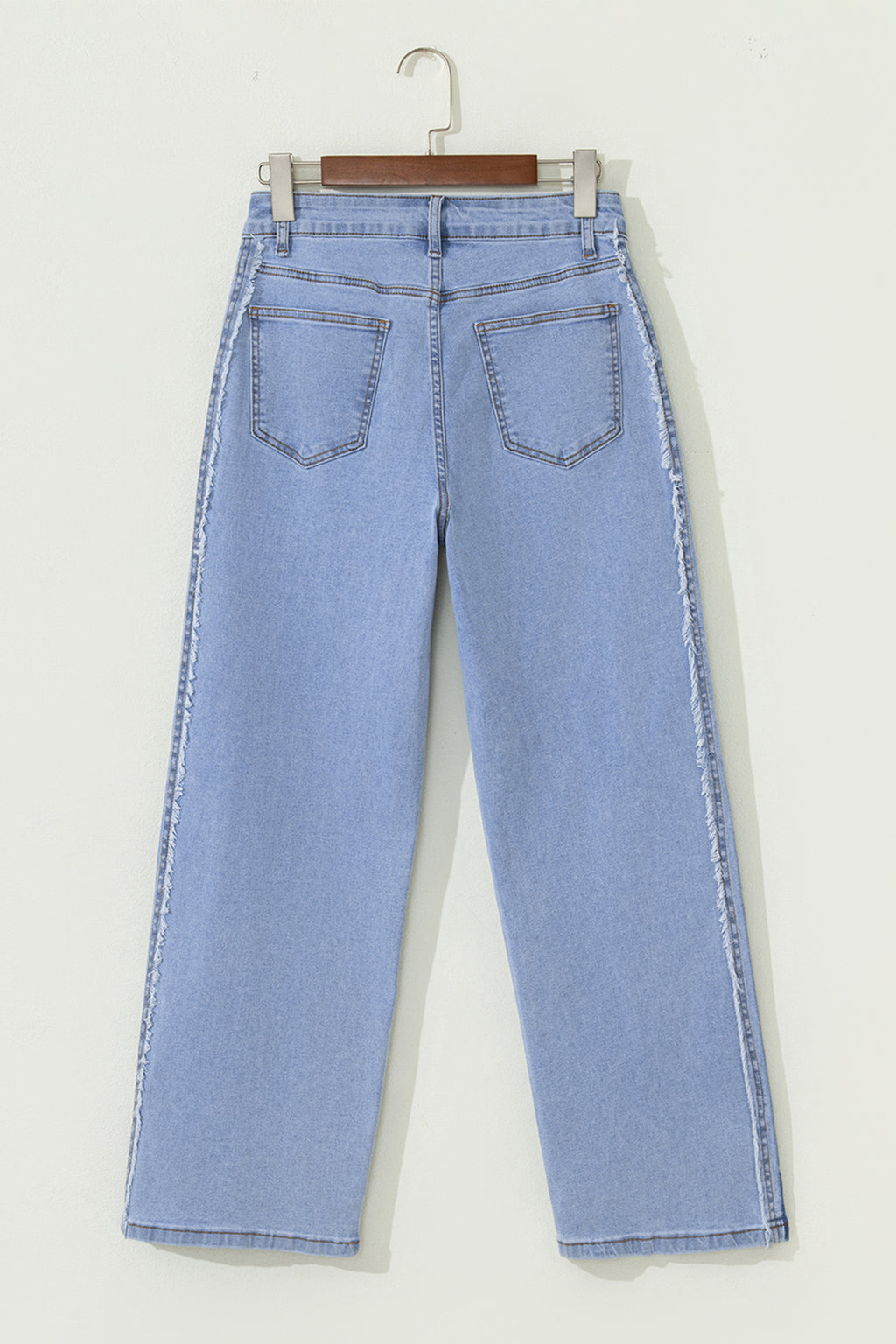*Beau Blue Contrast Stripe Frayed Side Panel Patchwork Shift Jeans