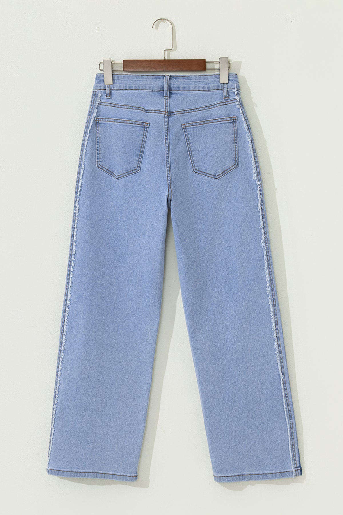 *Beau Blue Contrast Stripe Frayed Side Panel Patchwork Shift Jeans