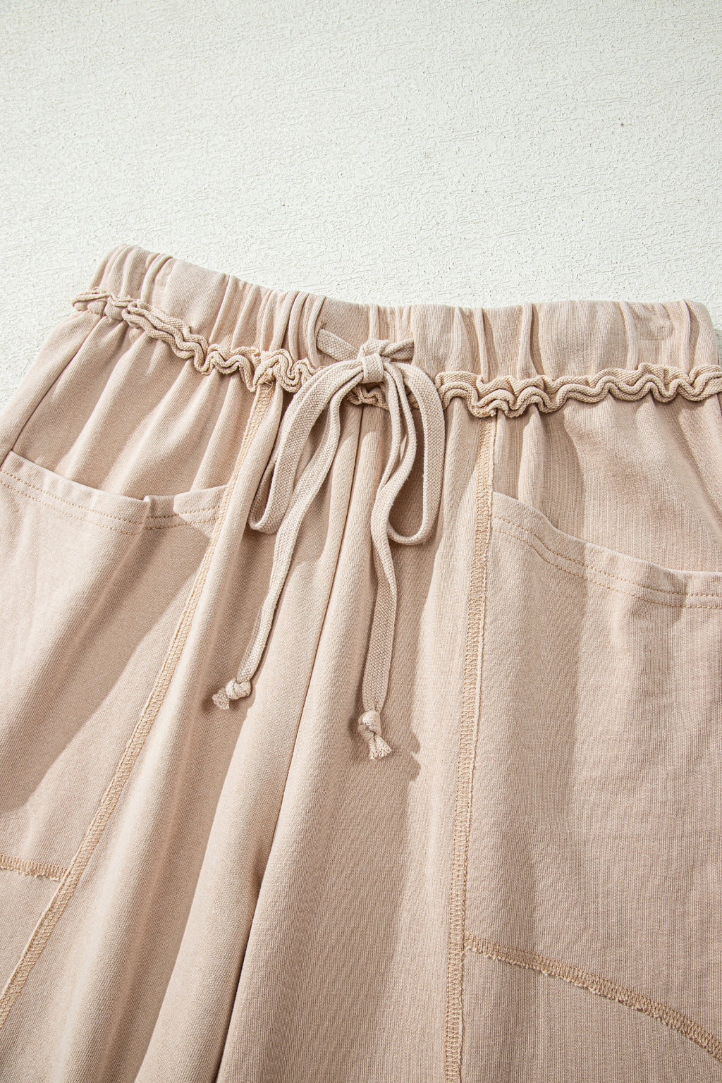 *Smoke Gray Mineral Wash Drawstring Retro High Waist Wide Leg Western Pants