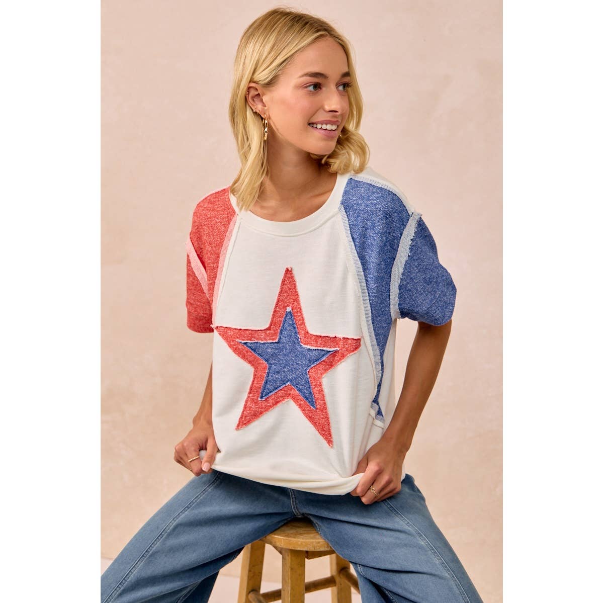 CP FRENCH TERRY CUT EDGE DETAIL FOURTH OF JULY TOP