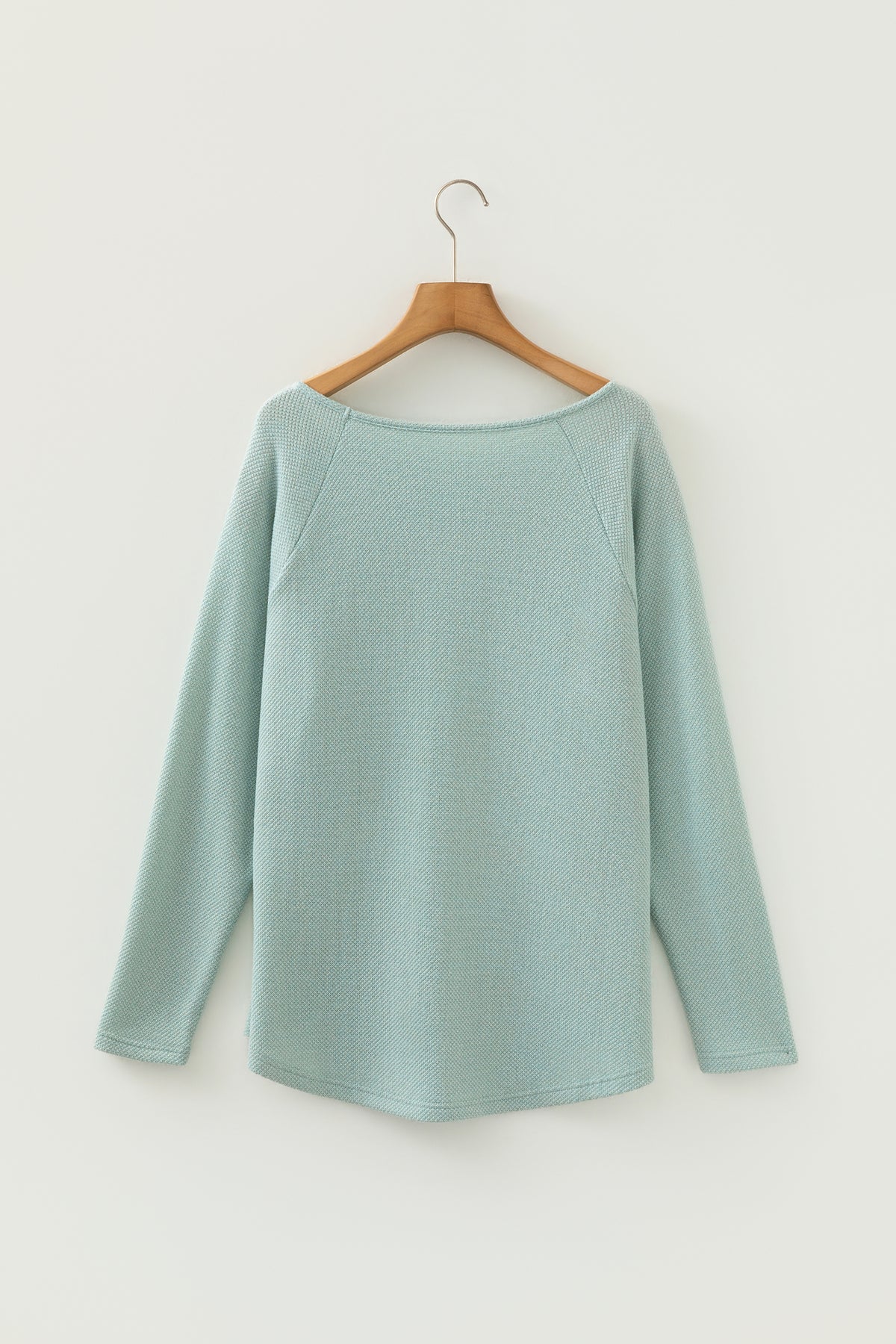 *Moonlight Jade Textured Raglan Sleeve Knit Loose Top