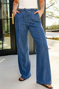 *Ashleigh Blue Drawstring Waist Wide Leg Jeans