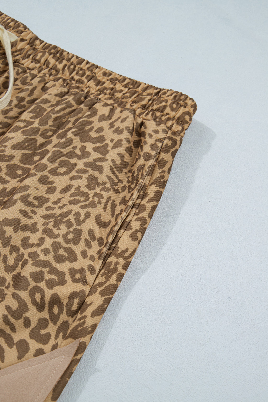 *Khaki Plus Size Leopard Print Western Star Patched Jogger Pants