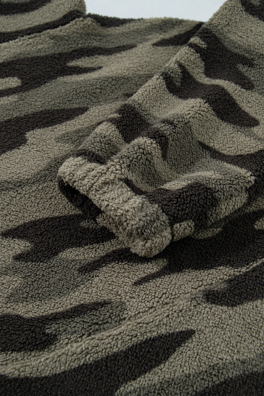 *Multicolour Camouflage Fleece Half Zip-Up Long Sleeve Pocket Sweatshirt