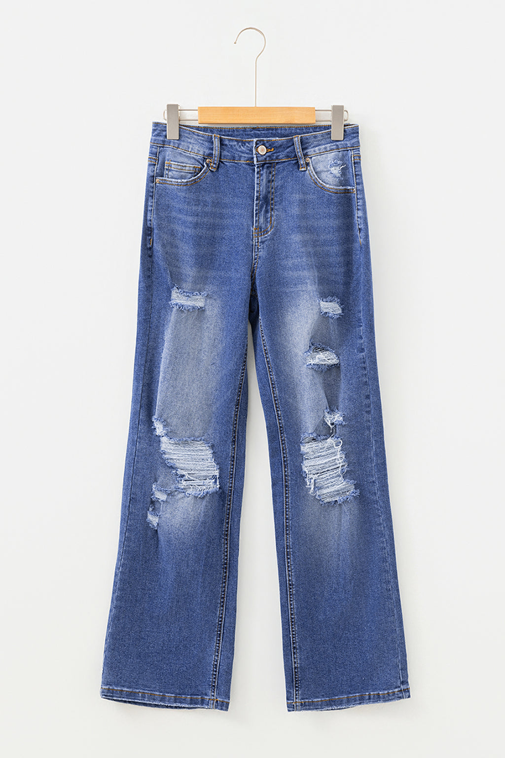 *Myosotis Mid Rise Distressed Sneak Peek Straight Leg Jeans