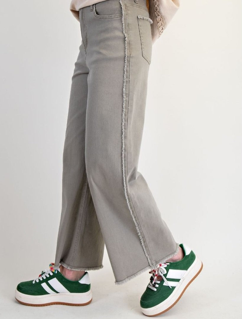 ~SELF FRAY WASHED STRETCH TWILL PANTS